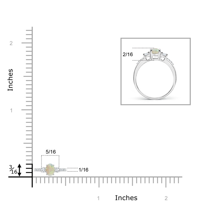 5x3mm AAA Classic Oval Opal and Round Diamond Three Stone Ring in White Gold product image