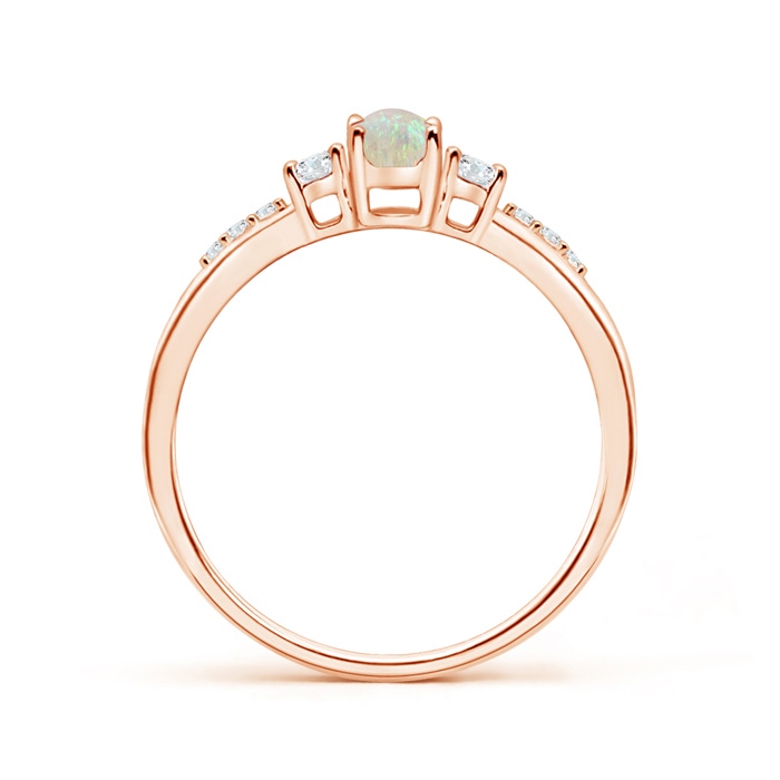 6x4mm AAA Classic Oval Opal and Round Diamond Three Stone Ring in Rose Gold product image