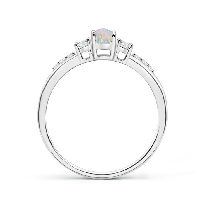 6x4mm AAAA Classic Oval Opal and Round Diamond Three Stone Ring in P950 Platinum product image