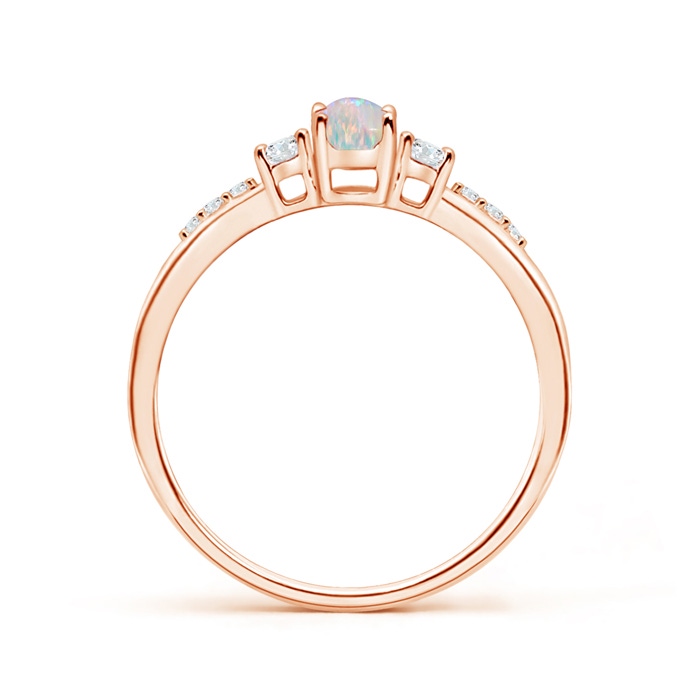 6x4mm AAAA Classic Oval Opal and Round Diamond Three Stone Ring in Rose Gold product image