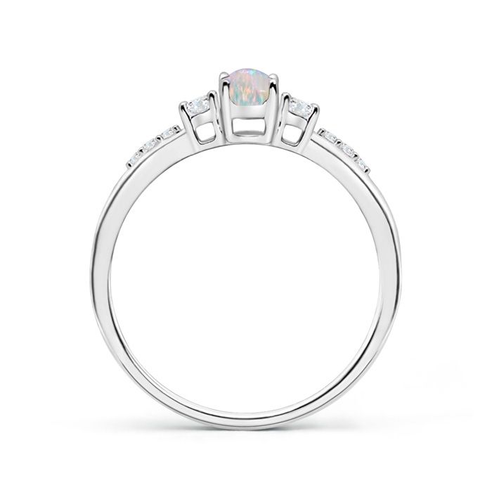 6x4mm AAAA Classic Oval Opal and Round Diamond Three Stone Ring in White Gold product image