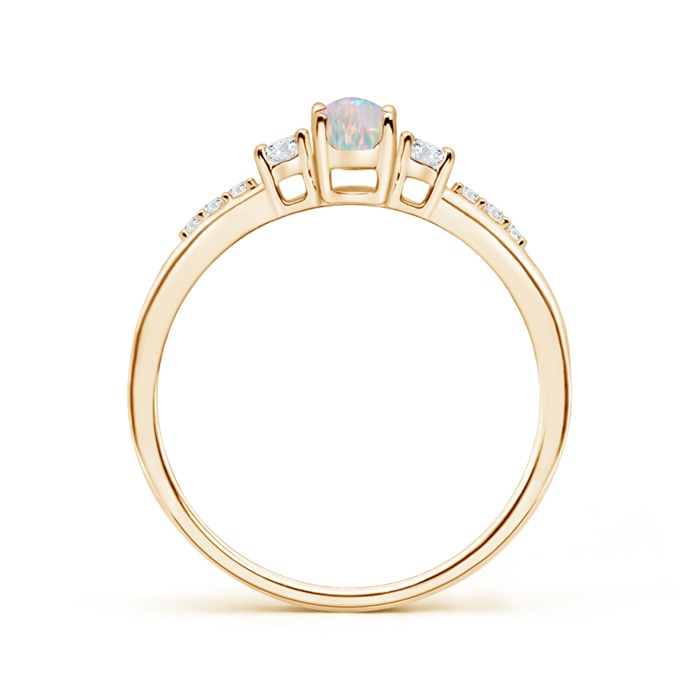 6x4mm AAAA Classic Oval Opal and Round Diamond Three Stone Ring in Yellow Gold product image