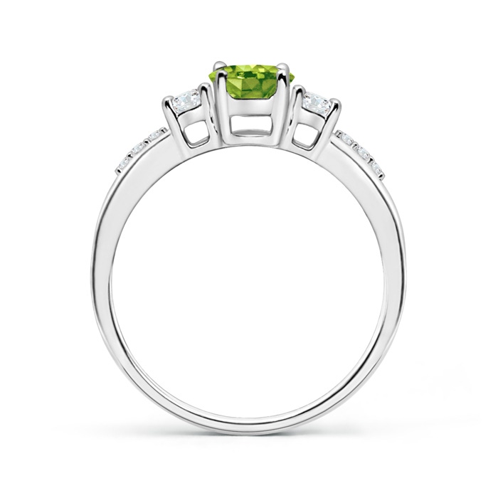 7x5mm AAA Classic Oval Peridot and Round Diamond Three Stone Ring in White Gold product image