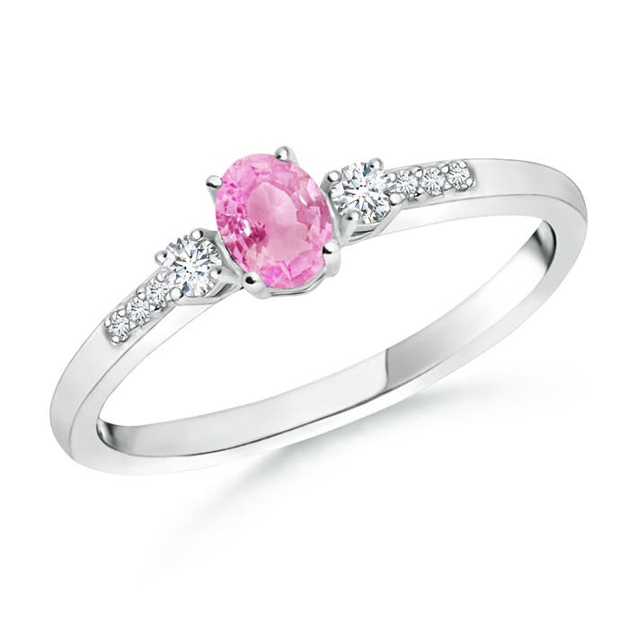 A - Pink Sapphire / 0.4 CT / 14 KT White Gold