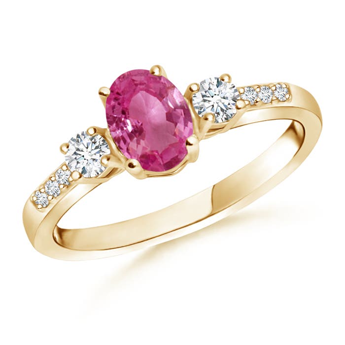 AAAA - Pink Sapphire / 1.11 CT / 14 KT Yellow Gold