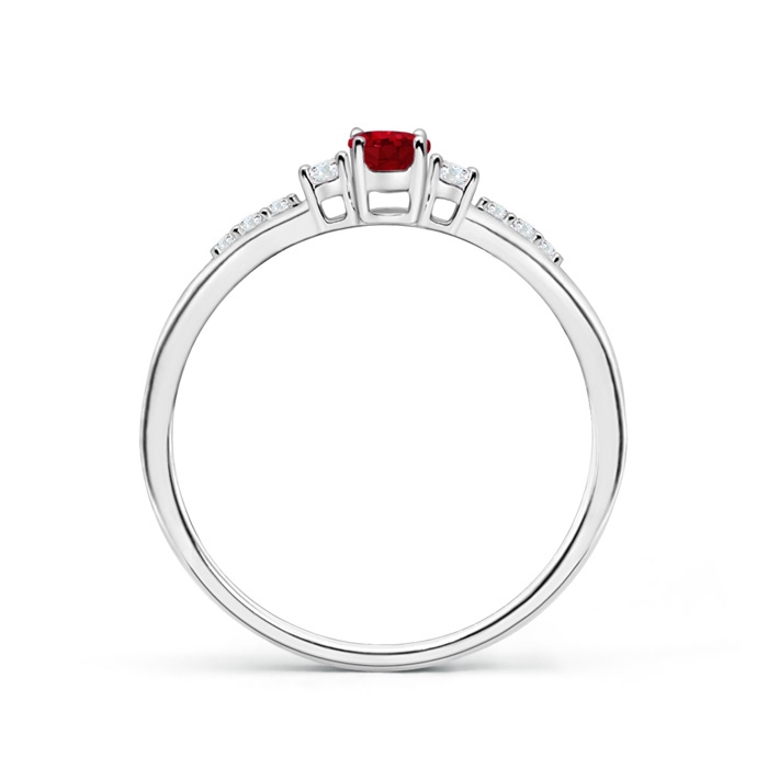 5x3mm AAA Classic Oval Ruby and Round Diamond Three Stone Ring in White Gold product image