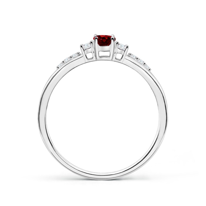 5x3mm AAAA Classic Oval Ruby and Round Diamond Three Stone Ring in P950 Platinum product image