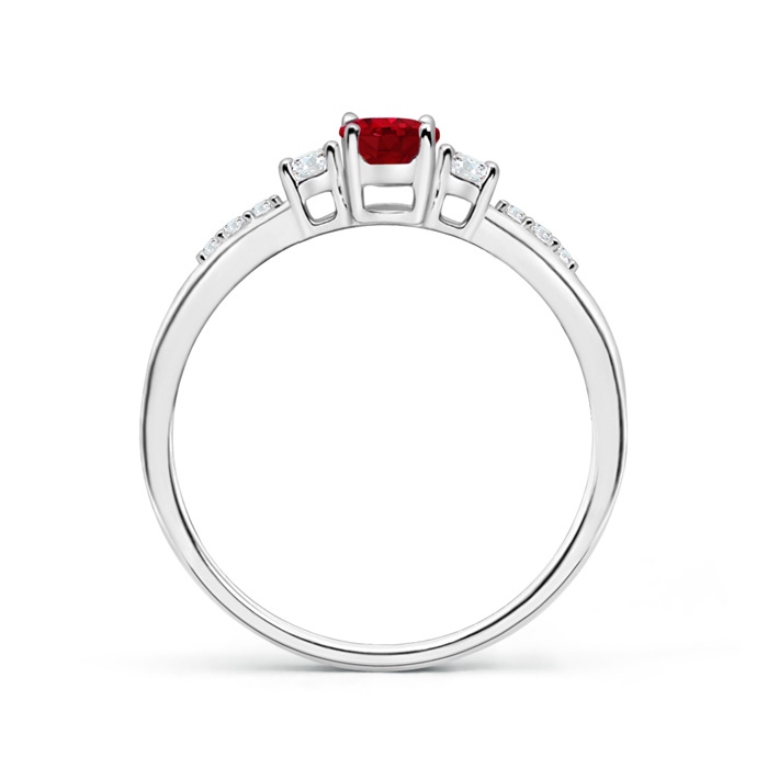 6x4mm AAA Classic Oval Ruby and Round Diamond Three Stone Ring in White Gold product image