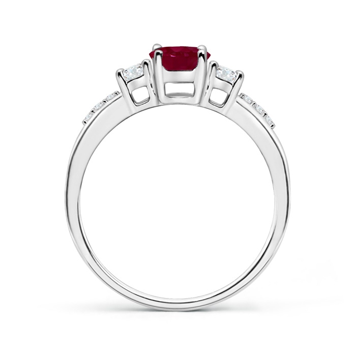 7x5mm A Classic Oval Ruby and Round Diamond Three Stone Ring in P950 Platinum product image