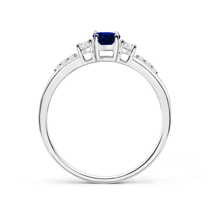 6x4mm Lab-Grown Classic Oval Blue Sapphire and Round Diamond Three Stone Ring in White Gold side-1