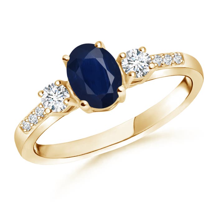 A - Blue Sapphire / 1.11 CT / 14 KT Yellow Gold