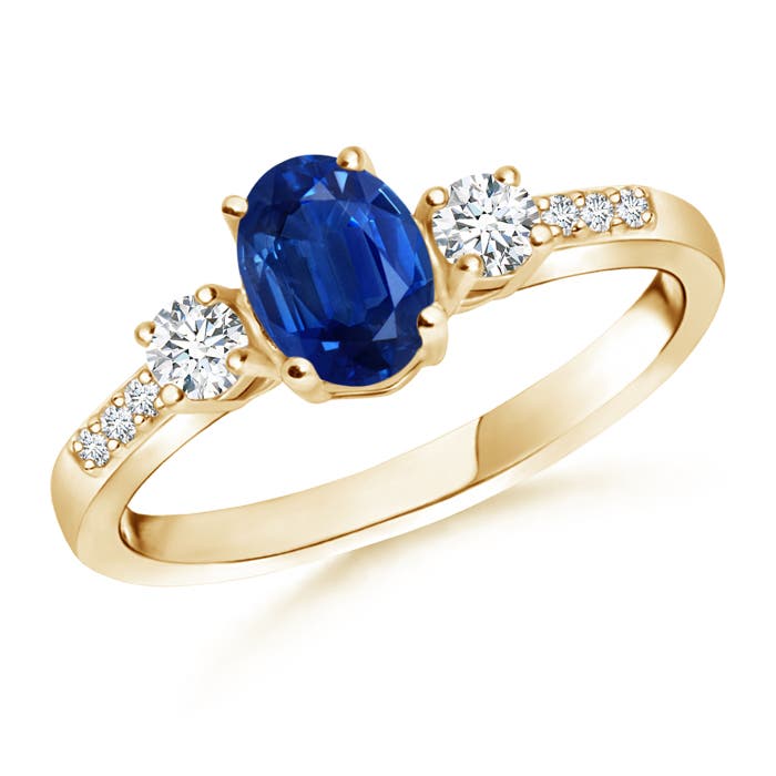 AAA - Blue Sapphire / 1.11 CT / 14 KT Yellow Gold