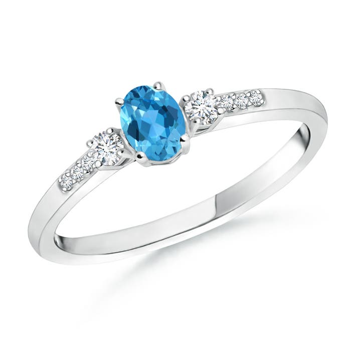 AAA - Swiss Blue Topaz / 0.37 CT / 14 KT White Gold