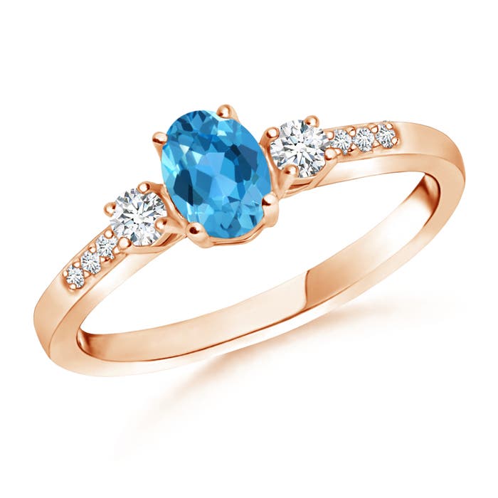 AAA - Swiss Blue Topaz / 0.71 CT / 14 KT Rose Gold