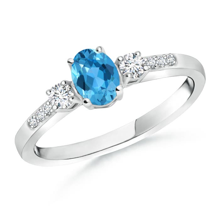 AAA - Swiss Blue Topaz / 0.71 CT / 14 KT White Gold