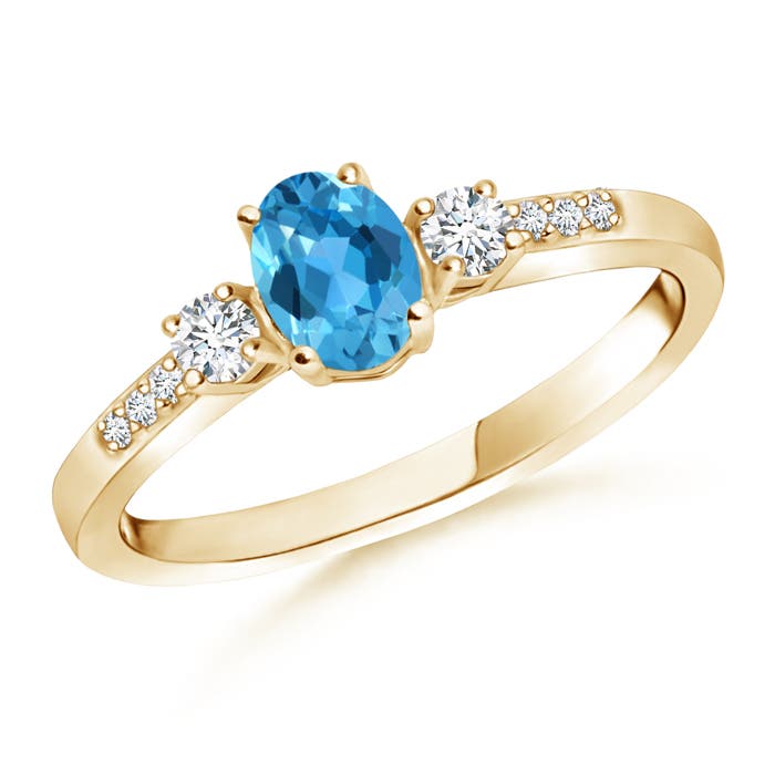 AAA - Swiss Blue Topaz / 0.71 CT / 14 KT Yellow Gold