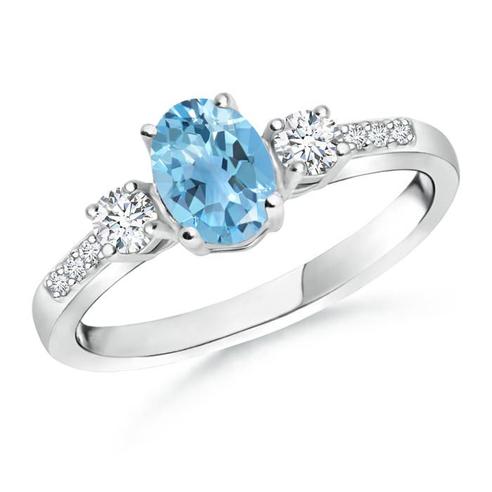 A - Swiss Blue Topaz / 1.21 CT / 14 KT White Gold