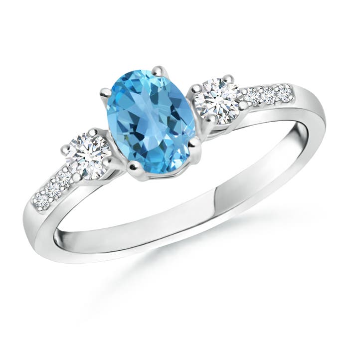 AA - Swiss Blue Topaz / 1.21 CT / 14 KT White Gold