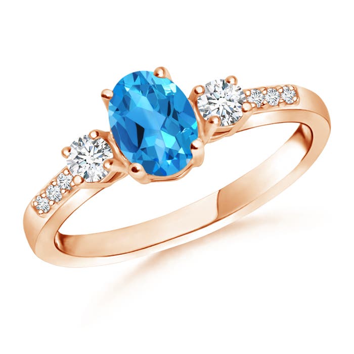 AAAA - Swiss Blue Topaz / 1.21 CT / 14 KT Rose Gold