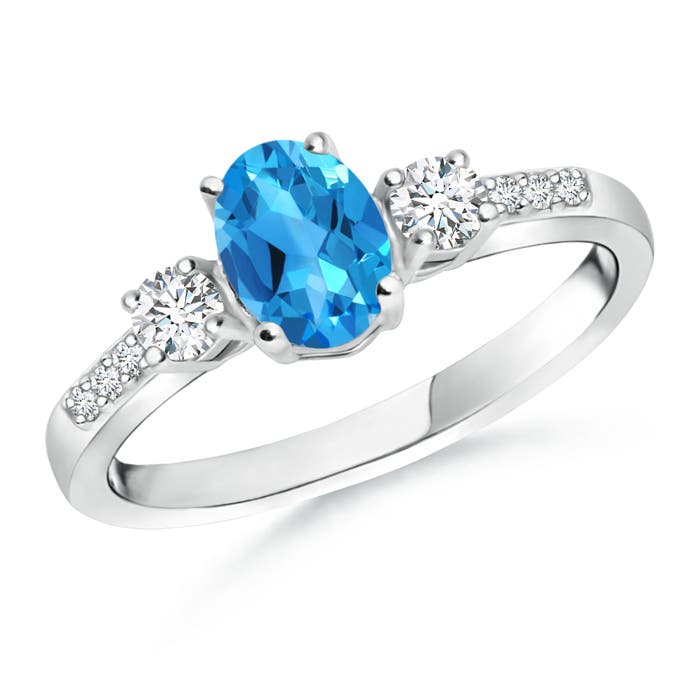 AAAA - Swiss Blue Topaz / 1.21 CT / 14 KT White Gold