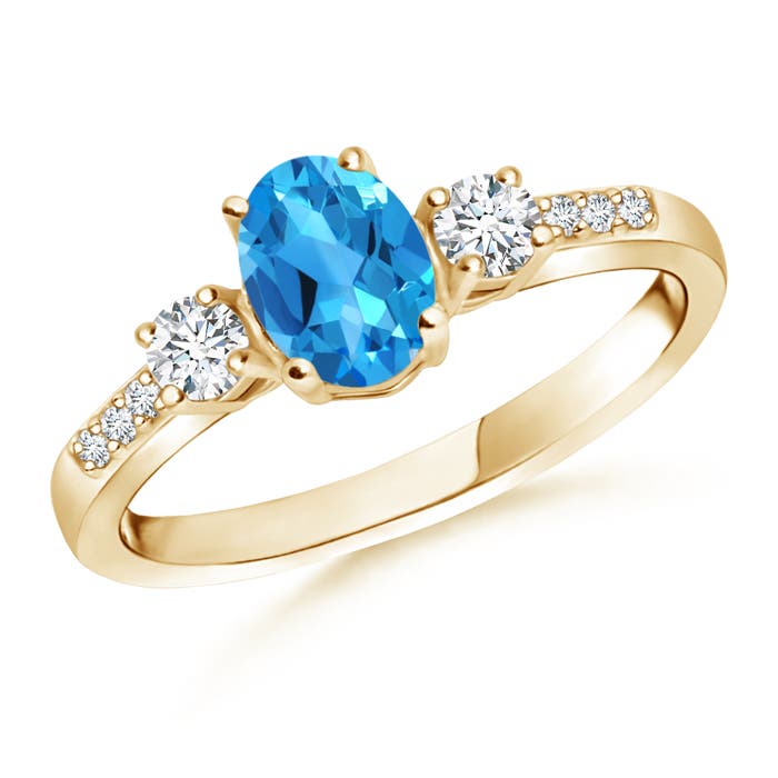 AAAA - Swiss Blue Topaz / 1.21 CT / 14 KT Yellow Gold