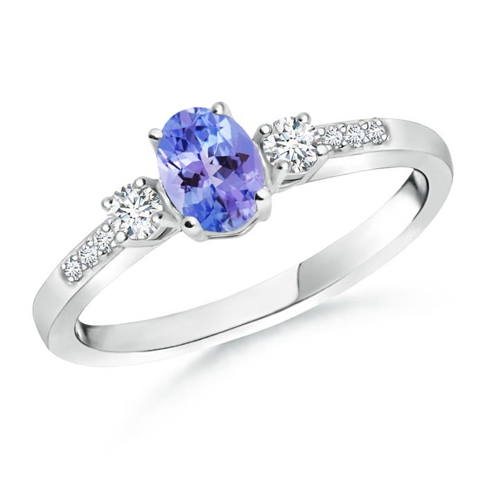 AAA - Tanzanite / 0.62 CT / 14 KT White Gold