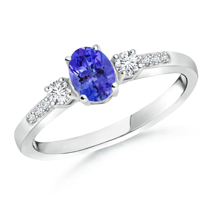 AAAA - Tanzanite / 0.62 CT / 14 KT White Gold