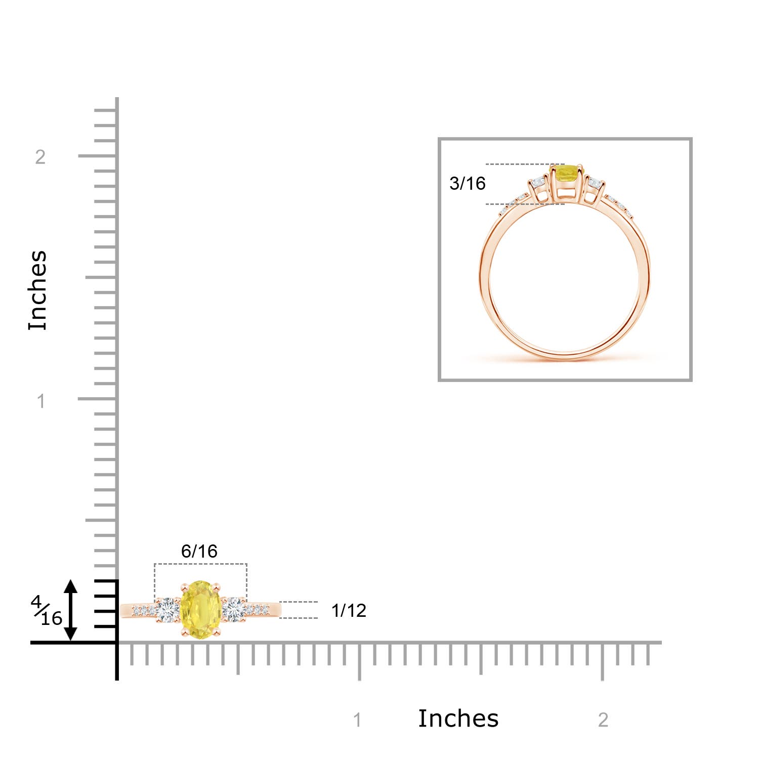 A - Yellow Sapphire / 0.83 CT / 14 KT Rose Gold