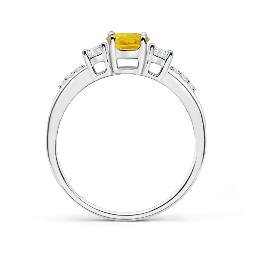 7x5mm AAA Classic Oval Yellow Sapphire & Round Diamond Three Stone Ring in White Gold Side 1