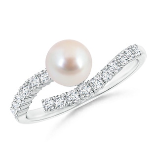 6mm AAA Japanese Akoya Pearl Solitaire Ring with Diamonds in 9K White Gold