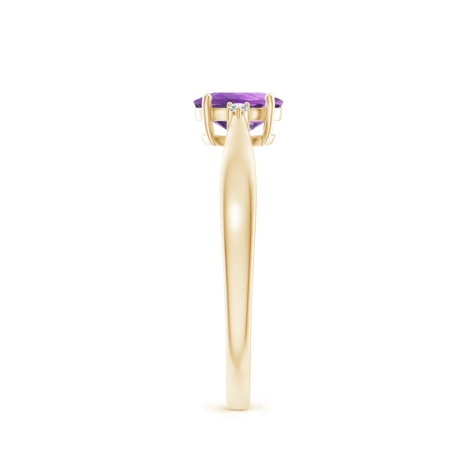 6x4mm A Tapered Shank Amethyst Solitaire Ring with Diamond Accents in 9K Yellow Gold side 299