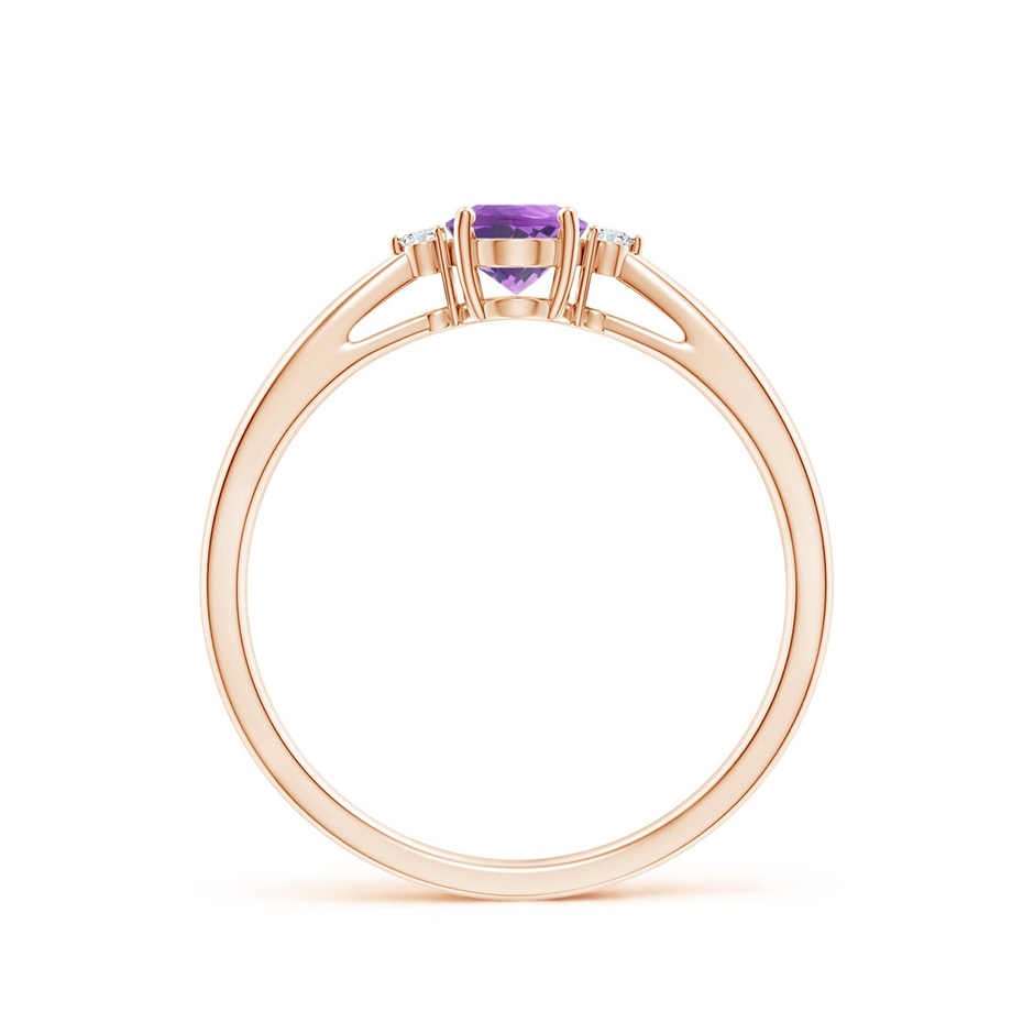 6x4mm A Tapered Shank Amethyst Solitaire Ring with Diamond Accents in Rose Gold side 199