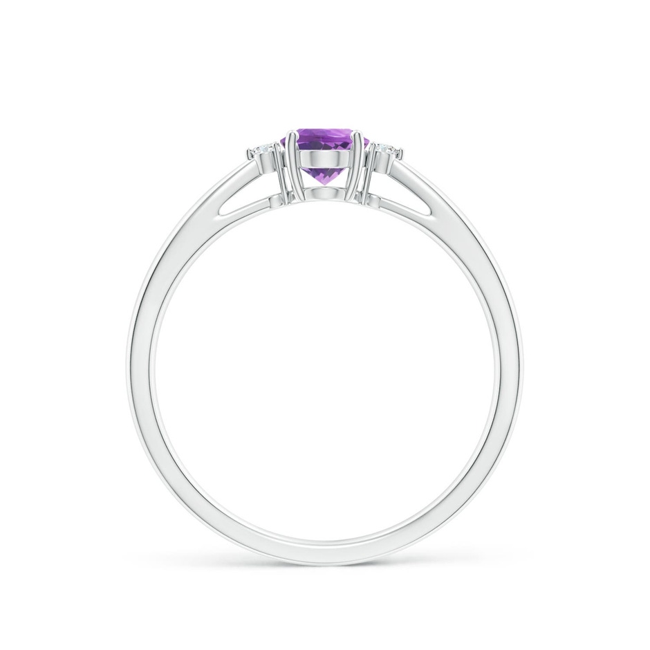 6x4mm A Tapered Shank Amethyst Solitaire Ring with Diamond Accents in White Gold side 199