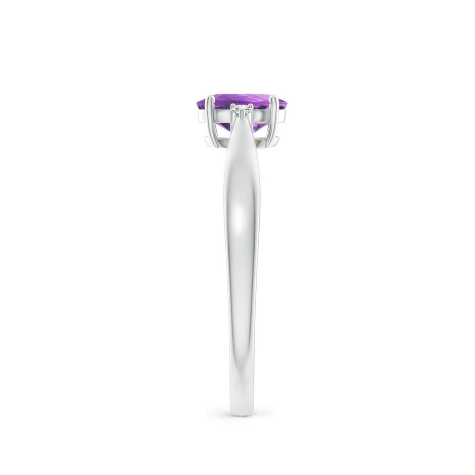 6x4mm A Tapered Shank Amethyst Solitaire Ring with Diamond Accents in White Gold side 299