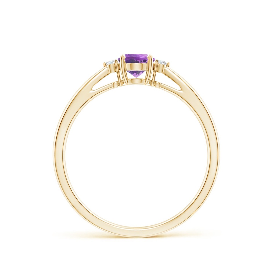 6x4mm A Tapered Shank Amethyst Solitaire Ring with Diamond Accents in Yellow Gold side 199