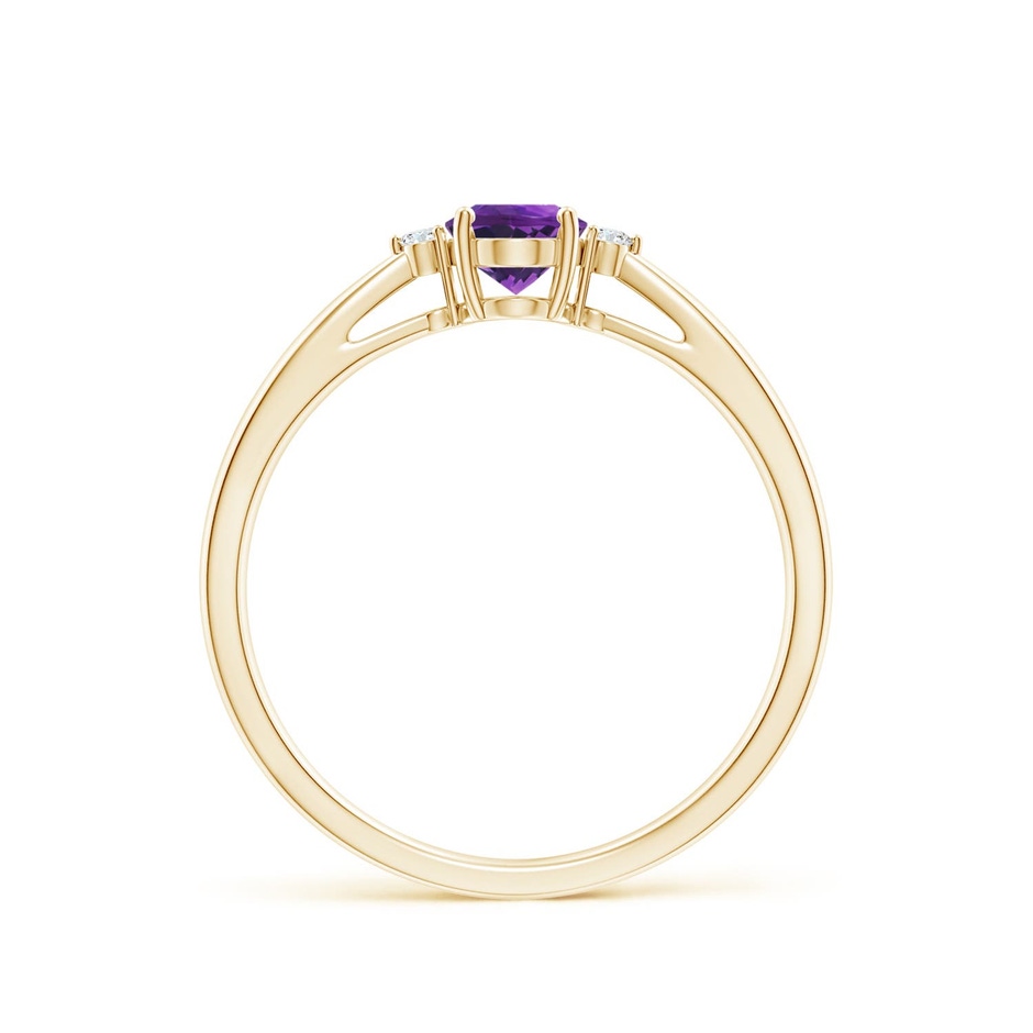 6x4mm AAAA Tapered Shank Amethyst Solitaire Ring with Diamond Accents in Yellow Gold side 199