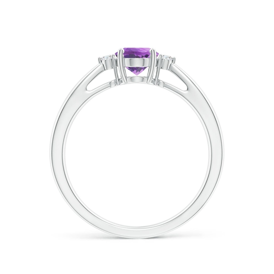 7x5mm A Tapered Shank Amethyst Solitaire Ring with Diamond Accents in 18K White Gold side 199