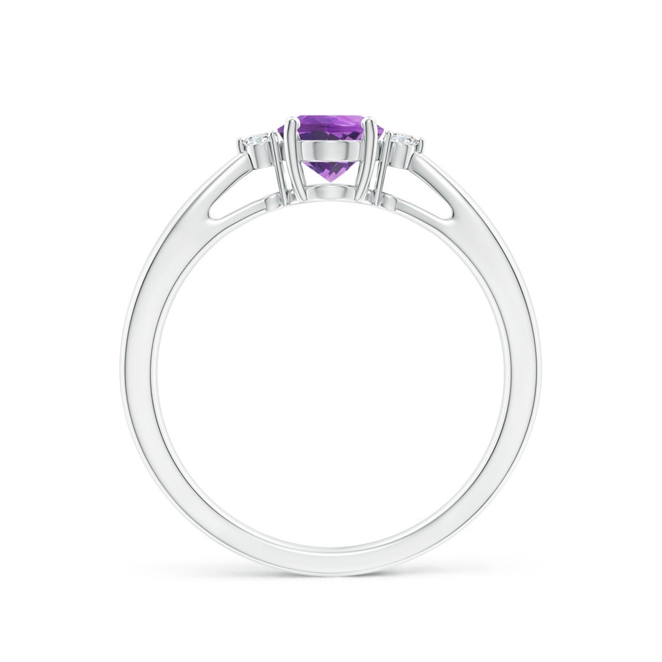 7x5mm AA Tapered Shank Amethyst Solitaire Ring with Diamond Accents in 18K White Gold side 199