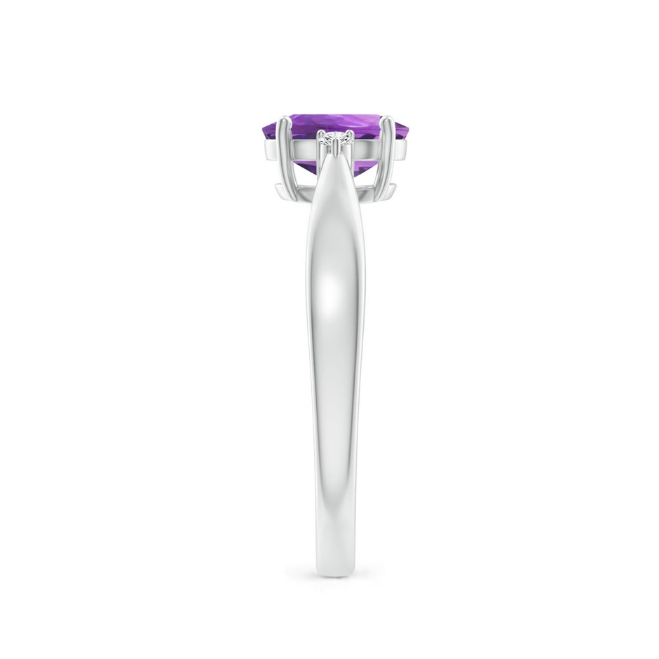 7x5mm AA Tapered Shank Amethyst Solitaire Ring with Diamond Accents in 18K White Gold side 299