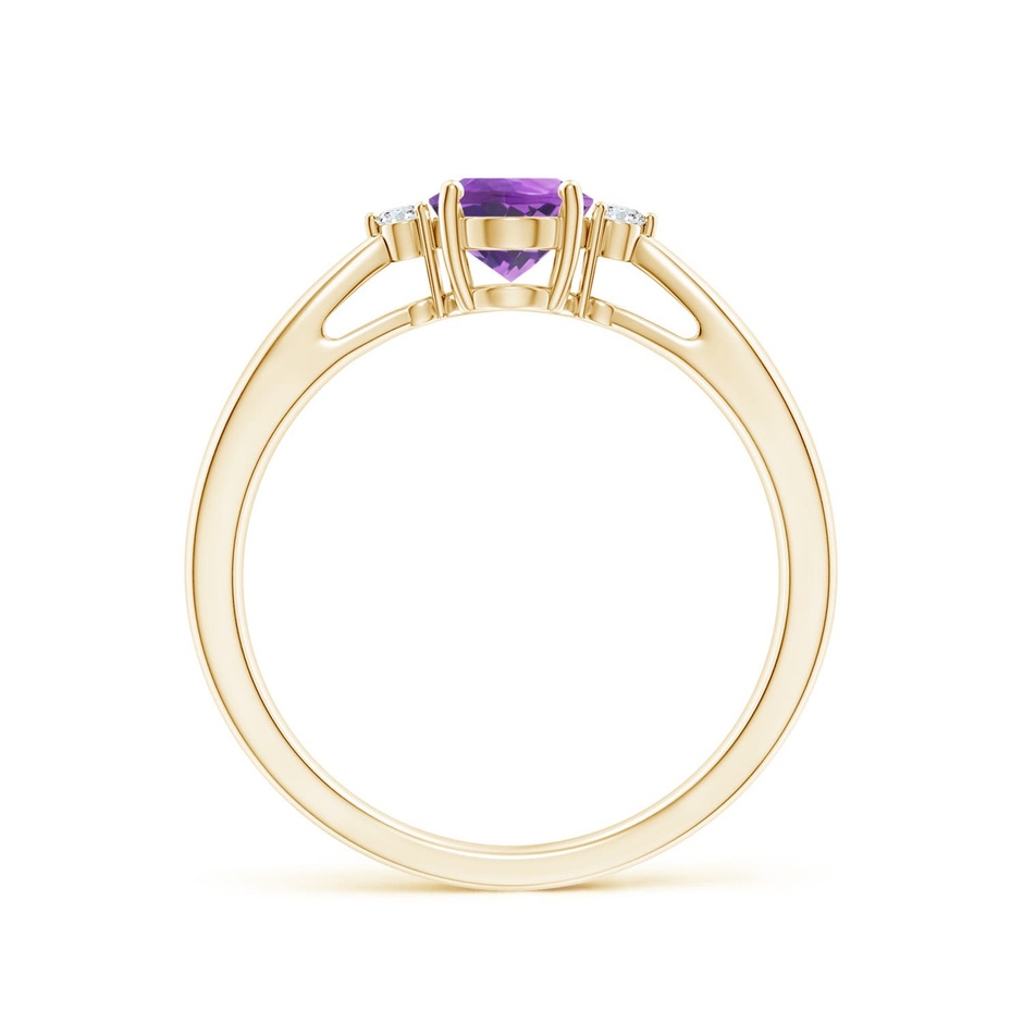 7x5mm AA Tapered Shank Amethyst Solitaire Ring with Diamond Accents in 18K Yellow Gold side 199