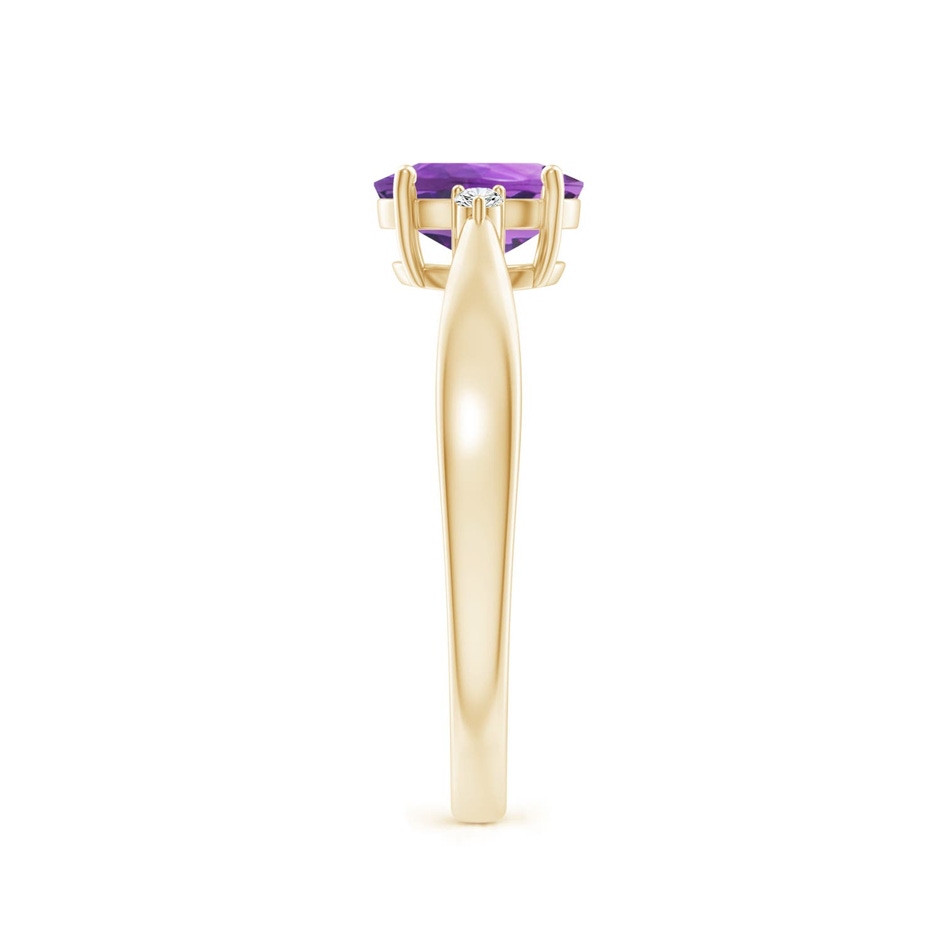 7x5mm AA Tapered Shank Amethyst Solitaire Ring with Diamond Accents in 18K Yellow Gold side 299