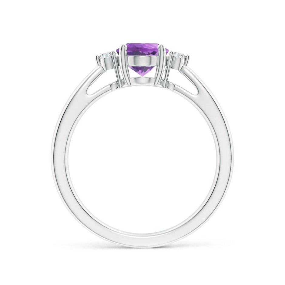 8x6mm A Tapered Shank Amethyst Solitaire Ring with Diamond Accents in 18K White Gold side 199