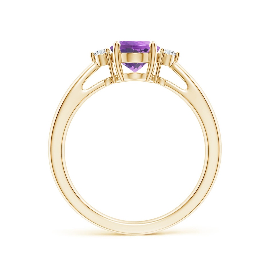 8x6mm A Tapered Shank Amethyst Solitaire Ring with Diamond Accents in 18K Yellow Gold side 199