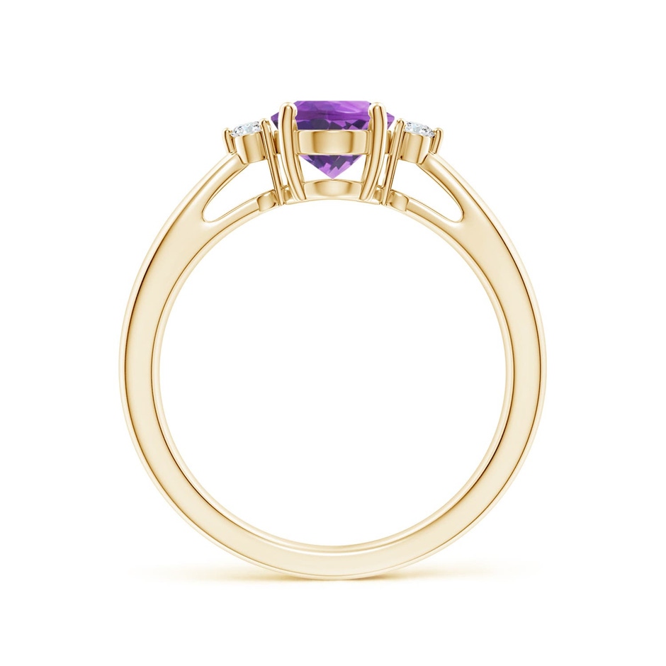 8x6mm AA Tapered Shank Amethyst Solitaire Ring with Diamond Accents in 18K Yellow Gold side 199