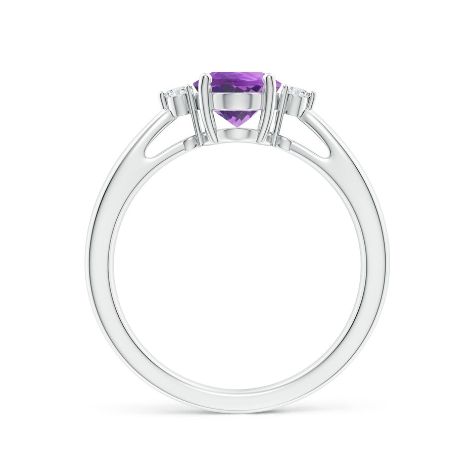 8x6mm AA Tapered Shank Amethyst Solitaire Ring with Diamond Accents in P950 Platinum side 199