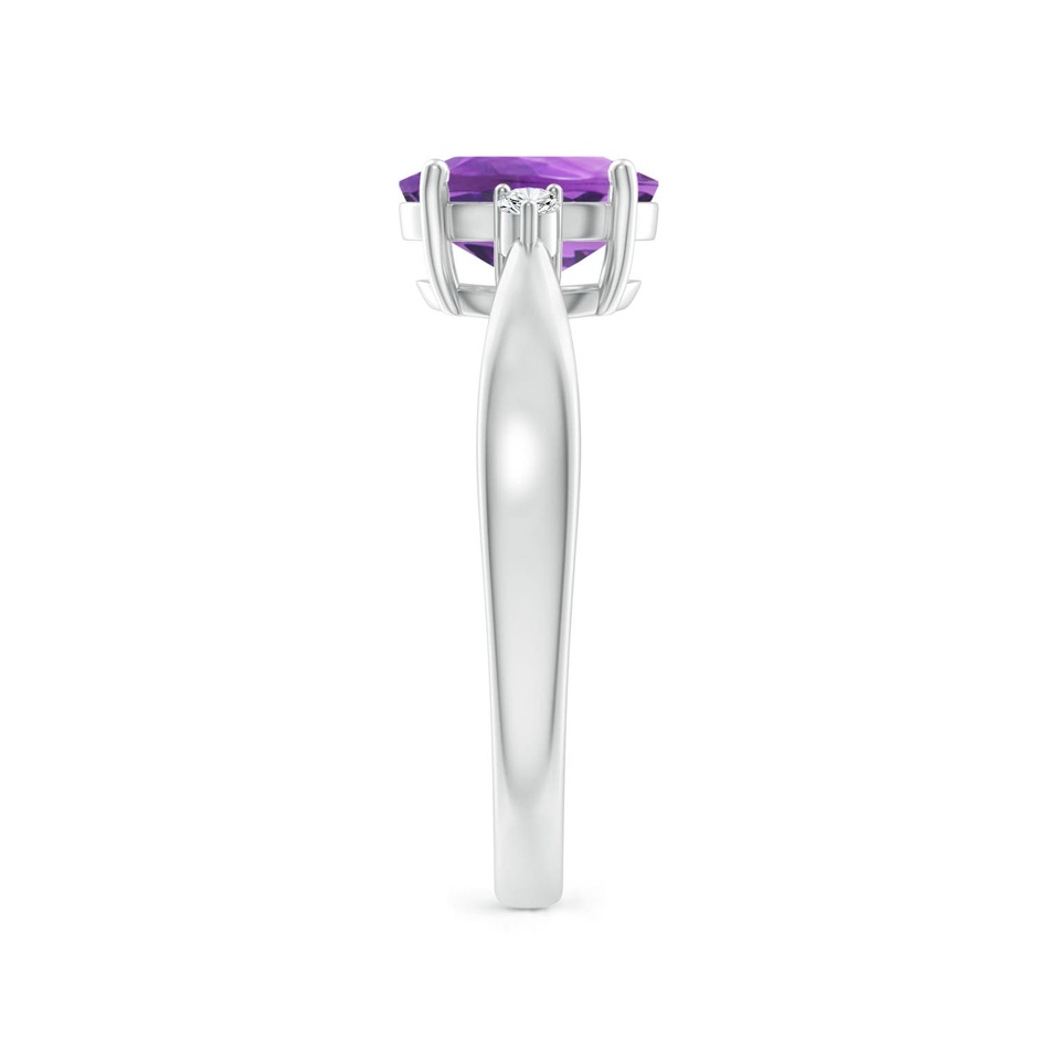 8x6mm AA Tapered Shank Amethyst Solitaire Ring with Diamond Accents in P950 Platinum side 299