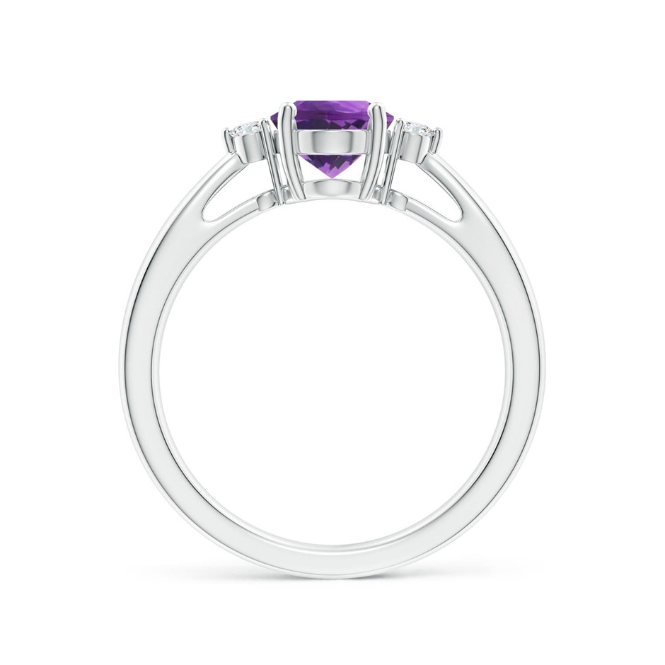 8x6mm AAA Tapered Shank Amethyst Solitaire Ring with Diamond Accents in P950 Platinum side 199