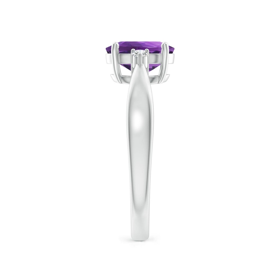 8x6mm AAA Tapered Shank Amethyst Solitaire Ring with Diamond Accents in White Gold side 299