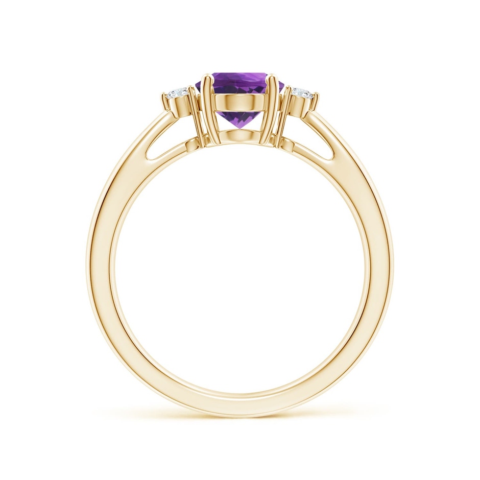8x6mm AAA Tapered Shank Amethyst Solitaire Ring with Diamond Accents in Yellow Gold side 199