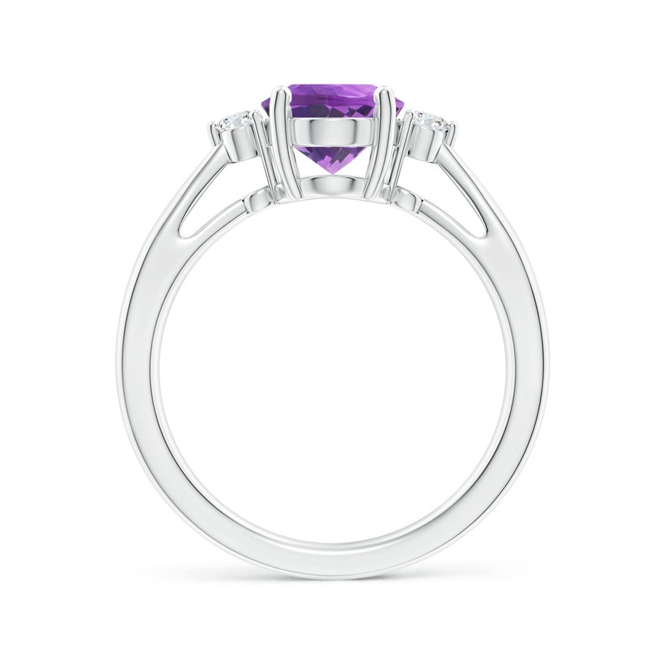 9x7mm AA Tapered Shank Amethyst Solitaire Ring with Diamond Accents in P950 Platinum side 199